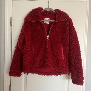 Abercrombie Red Sherpa Quarterzip / Pullover XS